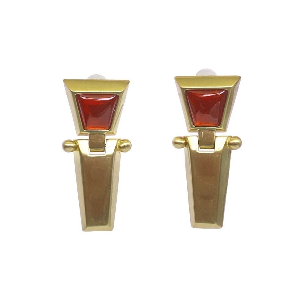 Anne Klein Couture rare red hinge pendant dangle 1980s vintage clip‎ on earrings